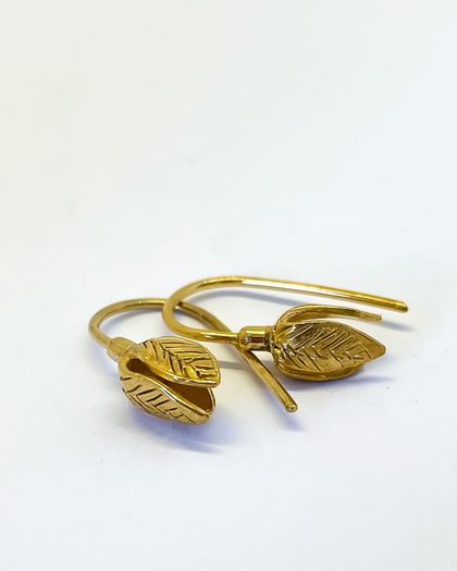 Stylised Golden Snowdrop Flower Hoop Earrings in 18ct Gold Plate